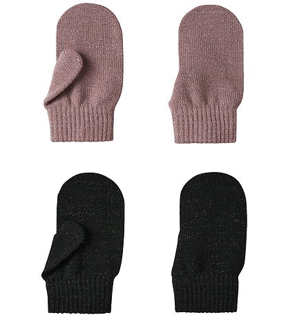 Name It Fäustlinge - NmfMagic - 2er-Pack - Schwarz/Woodrose