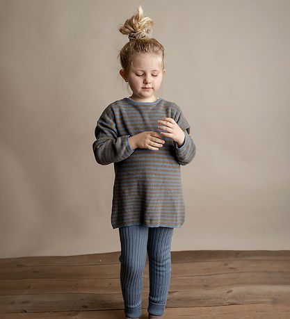 Hanevild Leggings - Stickad - Rib - Ljung - Blue Snöstorm