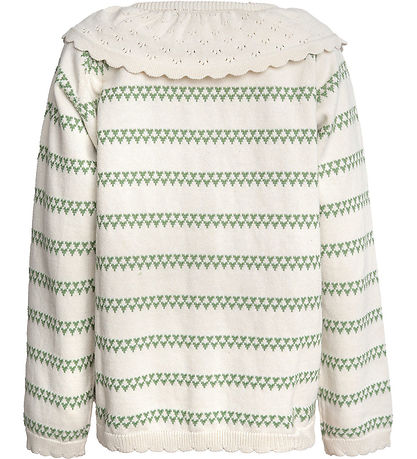 Hanevild Cardigan - Knitted - Heart - Off White/Shale Green