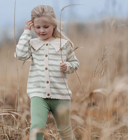 Hanevild Cardigan - Knitted - Heart - Off White/Shale Green
