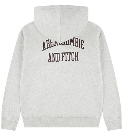 Abercrombie & Fitch Kapuzenpullover - Hellgrau-Meliert m. Print