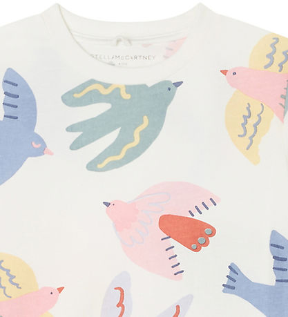 Stella McCartney Kids Stuttermabolur - Hvítir M. fuglar