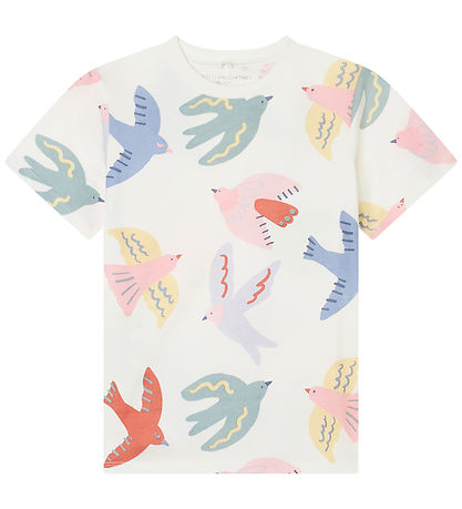 Stella McCartney Kids Stuttermabolur - Hvítir M. fuglar