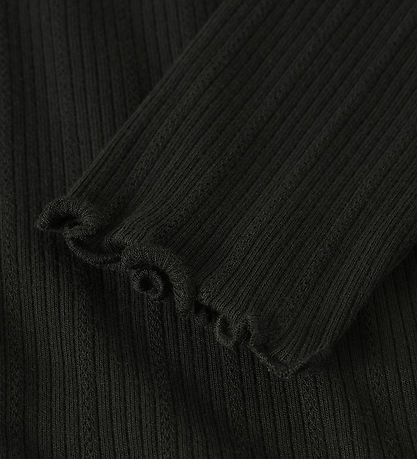 Name It Bluse - Rib - NkfNolea - Schwarz m. Lochmuster