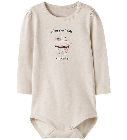 Name It Bodysuit l/s - NbfNucake - Peyote Melange w. Print