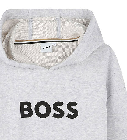 BOSS Kapuzenpullover - Grau Meliert m. Logo