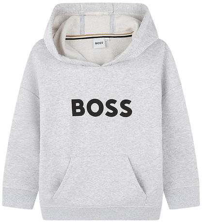 BOSS Kapuzenpullover - Grau Meliert m. Logo