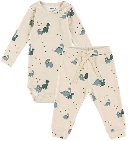 Name It Set - Trousers/Bodysuit l/s - NbmNohr - Peyote Melange w