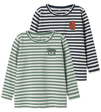 Name It Bluse - NmmNitu - 2er-Pack - Mood Indigo/W. Green Bay