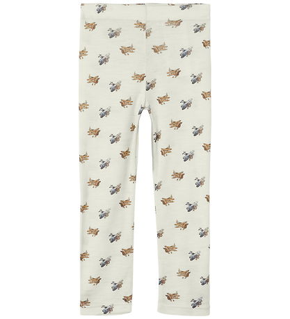 Lil' Atelier Leggings - Wool/Modal - NmmNalu - Turtledove/MELANG