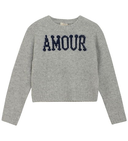 Creamie Blússa - Prjónað - Light Grey Melange