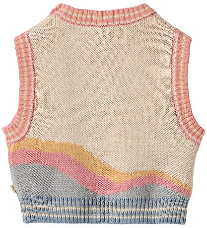 Wheat Väst - Stickad - Maria - Beige/Multi