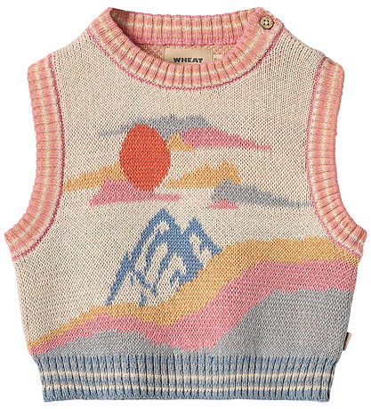 Wheat Väst - Stickad - Maria - Beige/Multi