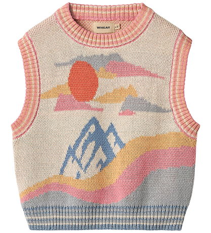 Wheat Väst - Stickad - Maria - Beige/Multi