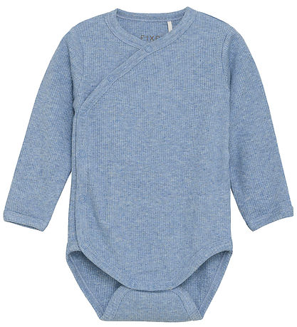Fixoni Wrap Bodysuit l/s - Rib - Rain Washed Melange