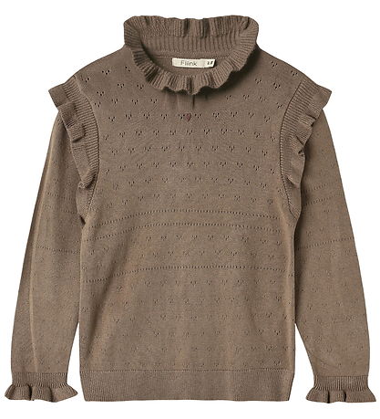 Fliink Blouse - Knitted - Fame - Pine Bark w. Pointelle