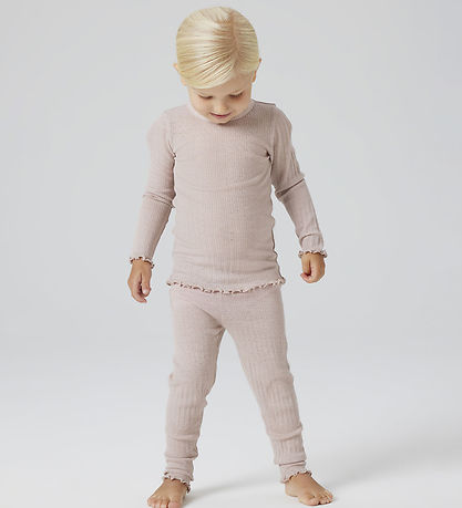 Name It Leggings - Wol/Zijde - Rib - NmfWossa - Shadow Grijs