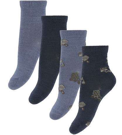Name It Strumpor - 4-pack - Ull/Bomull - NmmWak - Folkstone Grey