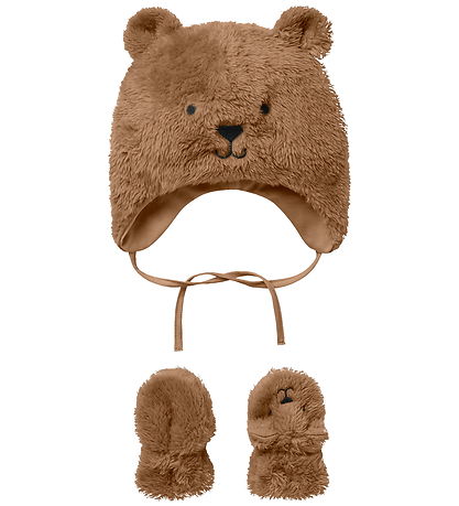 Name It Set - Beanie/Mittens - Teddy - NbnMatuta - Toasted Cocon