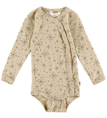 Joha Wrap Bodysuit l/s - Wool - Beige w. Stars