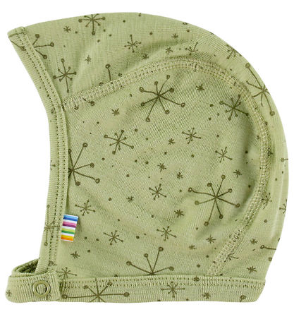 Joha Baby Hat - Single Layer - Wool - Light Olive w. Stars