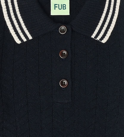 FUB Pólóbolur - Prjónað - Ull - Zigzag - Dark Dökkblátt
