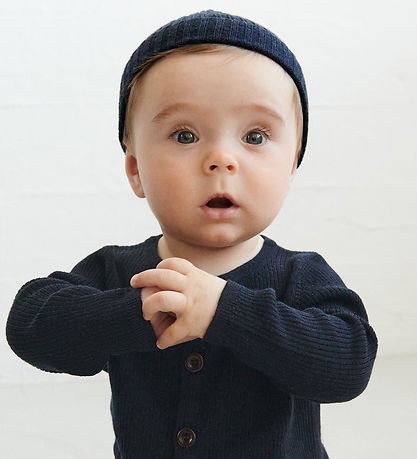 FUB Beanie - Knitted - Wool - Rib - Dark Navy
