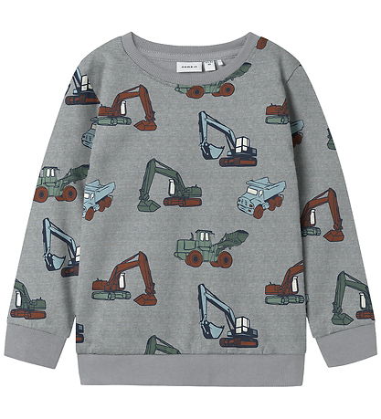 Name It Sweat Set - NmmNenean - Grey Melange w. Machines