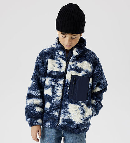 Name It Flísjakki - Teddy - NkmMilou - Dökkblátt Blazer M. Mynst