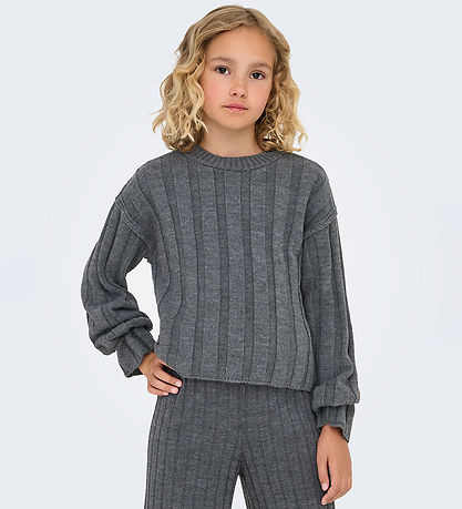 Kids Only Genser - Strikk - KogTessa - Dark Grey Melange