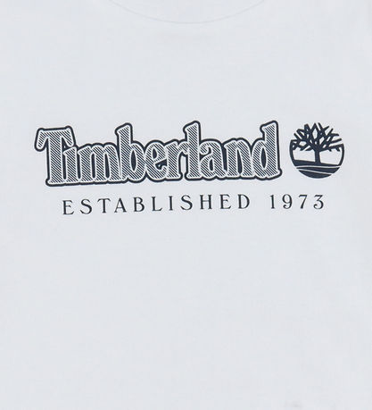 Timberland Stuttermabolur - White/Dökkblátt