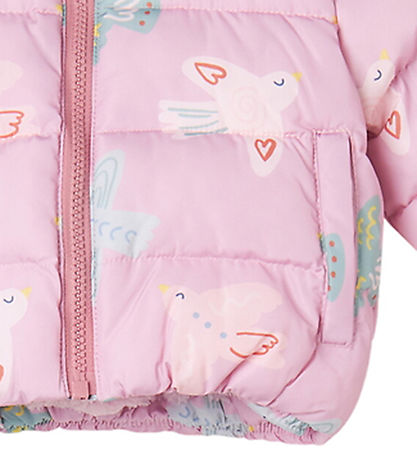 Stella McCartney Kids Vadderad jacka m. Fleece - Rosa m. Fåglar