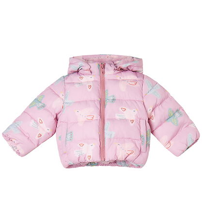 Stella McCartney Kids Vadderad jacka m. Fleece - Rosa m. Fåglar