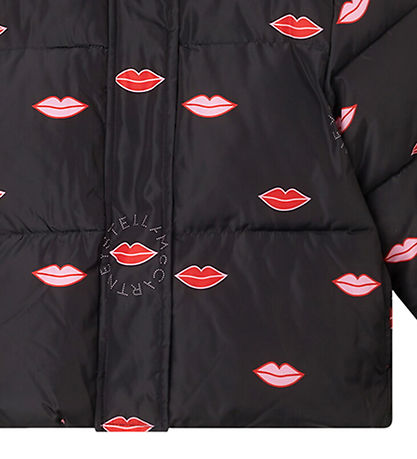 Stella McCartney Kids Vadderad jacka - Svart m. Läppar