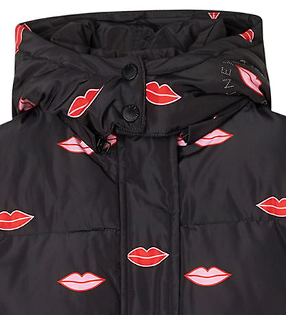 Stella McCartney Kids Vadderad jacka - Svart m. Läppar