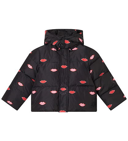 Stella McCartney Kids Vadderad jacka - Svart m. Läppar