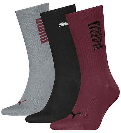 Puma Socken - Regular Crew - 3er-Pack - Burgundy/Schwarz/Grau