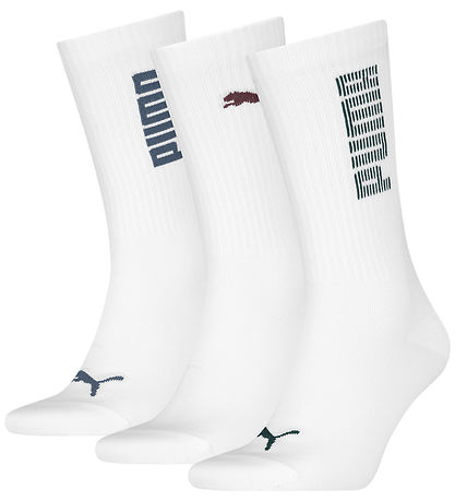 Puma Socks - Regular Crew - 3-Pack - White/Colored Logos