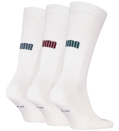 Puma Strumpor - Regular Crew - 3-pack - Vit/Färgade logotyper