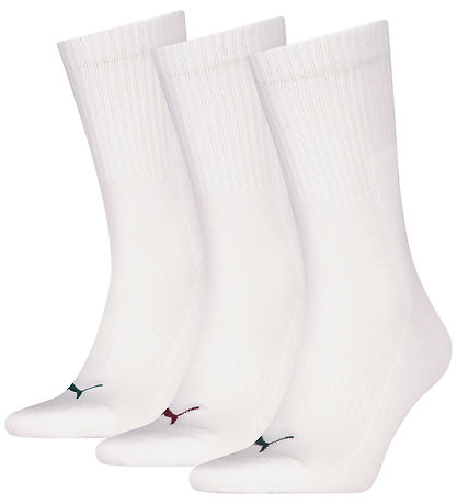 Puma Strumpor - Regular Crew - 3-pack - Vit/Färgade logotyper