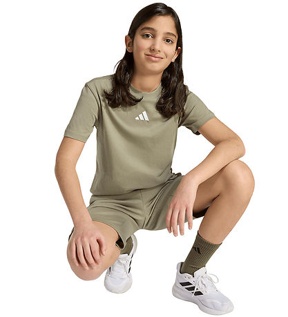 adidas Performance Stuttermabolur - 160 - Silfur Pebble/Hvítt