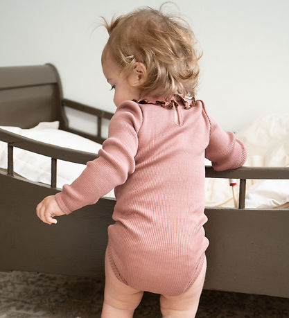Minimalisma Romper l/s - Rib - Zijde/Katoen - Beauty - Antiek Ro