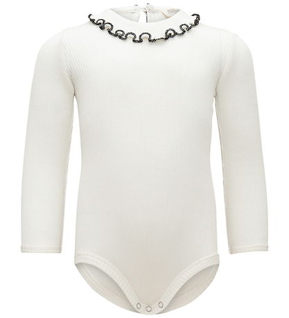 Minimalisma Romper l/s - Rib - Zijde/Katoen - Beauty - Cream
