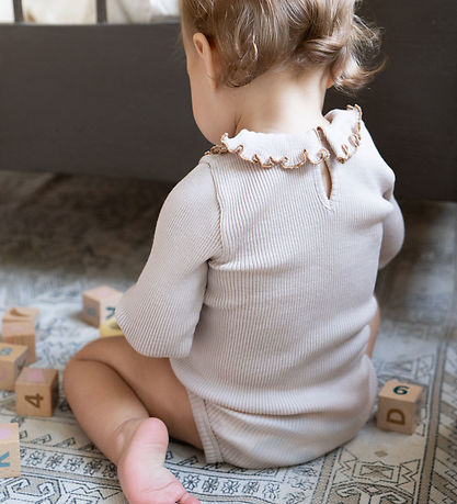 Minimalisma Bodysuit l/s - Rib - Wool - Athena - Beige