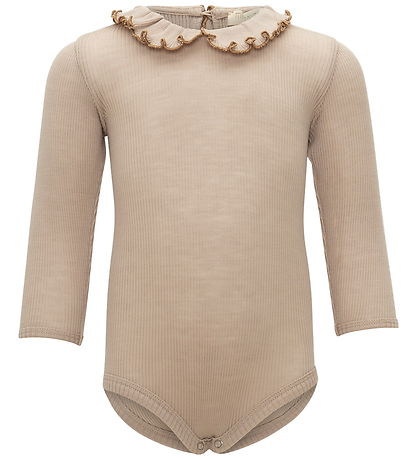 Minimalisma Bodysuit l/s - Rib - Wool - Athena - Beige