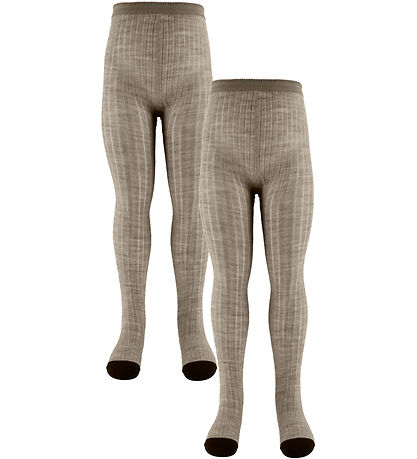 FUB Strumpfhosen - Wolle - Rib - 2er-Pack - Hafermeliert