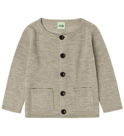 FUB Cardigan - Rib - Prjónað - Ull - Hafrablöndu