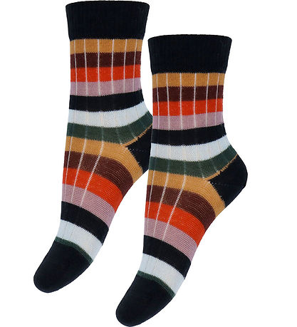 FUB Socken - Wolle - Rib - 2er-Pack - Dark Navy/Multi Stripe