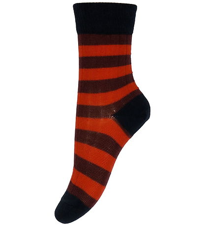 FUB Socken - Wolle - Rib - 2er-Pack - Dark Navy/Signalrot