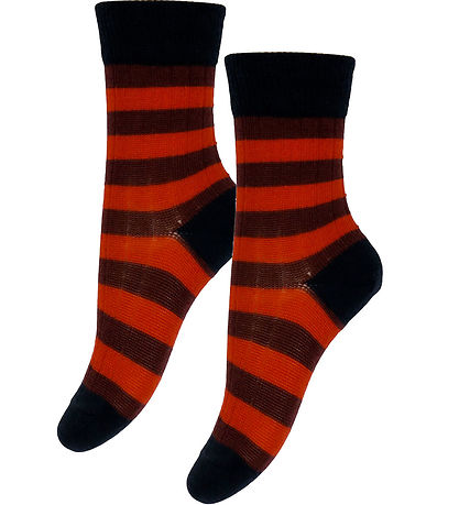 FUB Socken - Wolle - Rib - 2er-Pack - Dark Navy/Signalrot